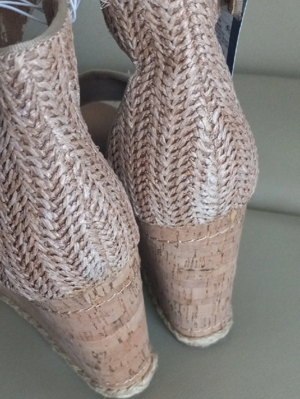 Universal Thread Tan Braided Espadrille Wedge Sandals with Ankle Buckle Size 11
